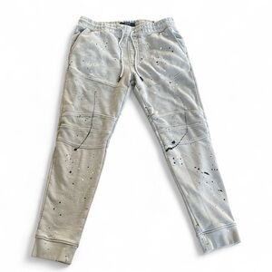 Hudson Sweatpants in black and white paint splatter design lGrey color size M